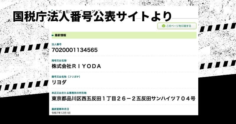株式会社RIYODA 特商法の表記を検証