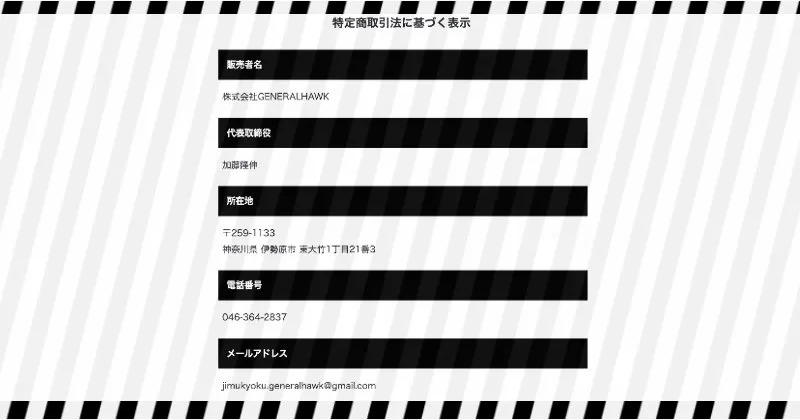中井耀志のEMPIRE 特商法ページ内容