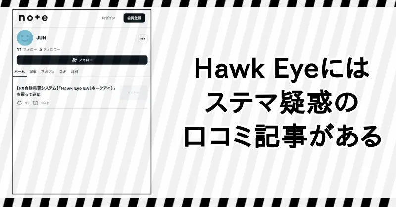 Hawk Eyeにはステマ疑惑のある口コミ記事がある