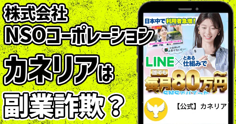 【カネリア】の副業は詐欺？株式会社NSOコーポレーション 坂本良太の資産形成を調査