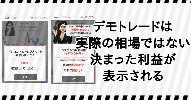 3RFX神リッチプログラムのデモトレードは実際の相場と無関係に決まった利益が表示される