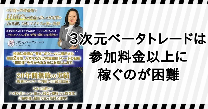 【持田有紀子】3次元ベータトレードは参加料金以上に稼ぐのが困難