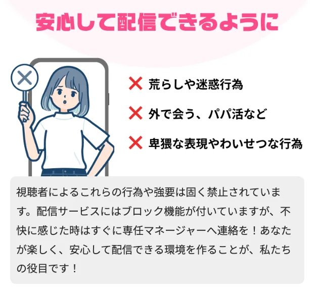 安心して配信できるように書かれた説明画像