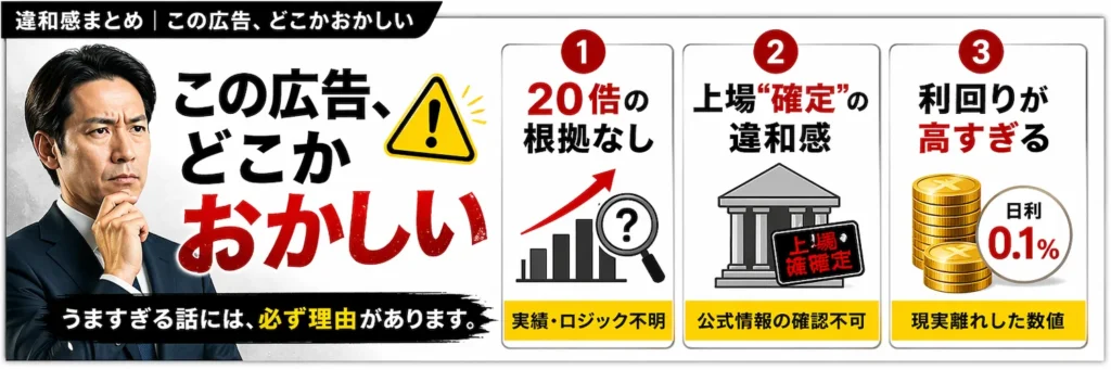 広告の違和感を整理した画像