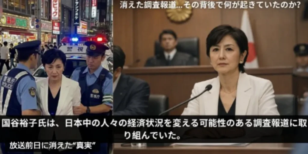 alt="広告内で確認された報道風画像。実在する報道番組の一場面のように見えますが、クラチェーンAIとの関係は確認できません。"