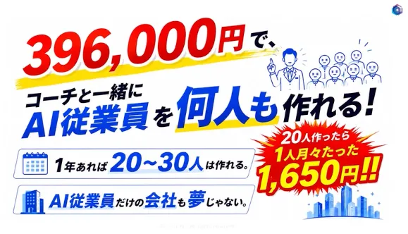 シゴトAIの受講期間1年プランは、通常料金396,000円(税込)です。