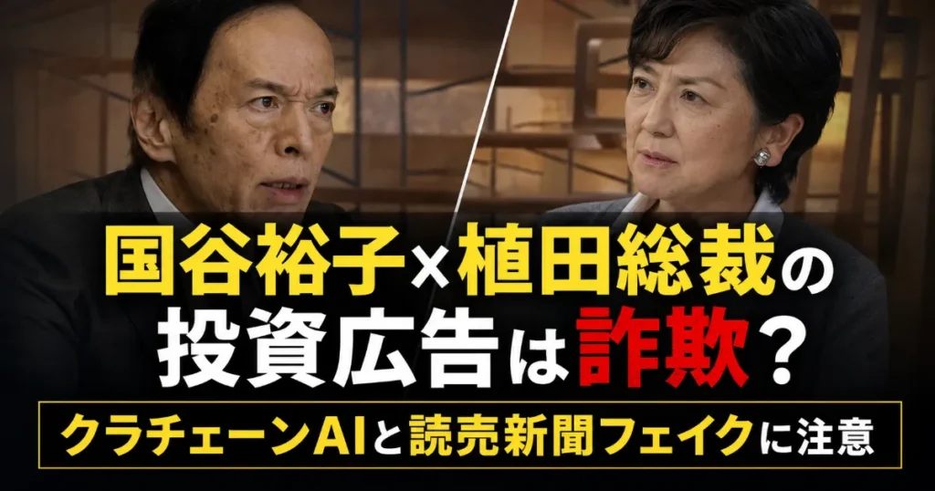 国谷裕子×植田総裁の投資広告は詐欺？クラチェーンAIと読売新聞フェイクに注意