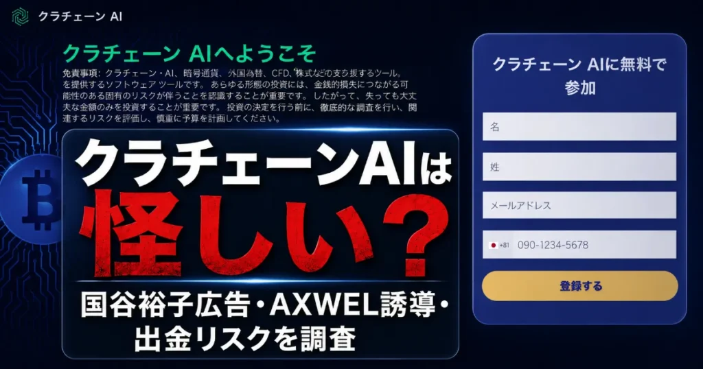 クラチェーンAIは怪しい？国谷裕子広告・AXWEL誘導・出金リスクを調査