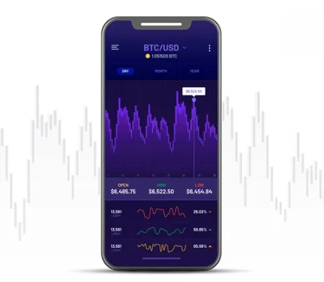 クラチェーンAIのAI市場分析をイメージさせるスマホ画面と暗号資産チャート